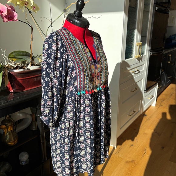 Ladies Umgee Medium tunic dress multi coloured embroidery tassels travel boho - Picture 3 of 12